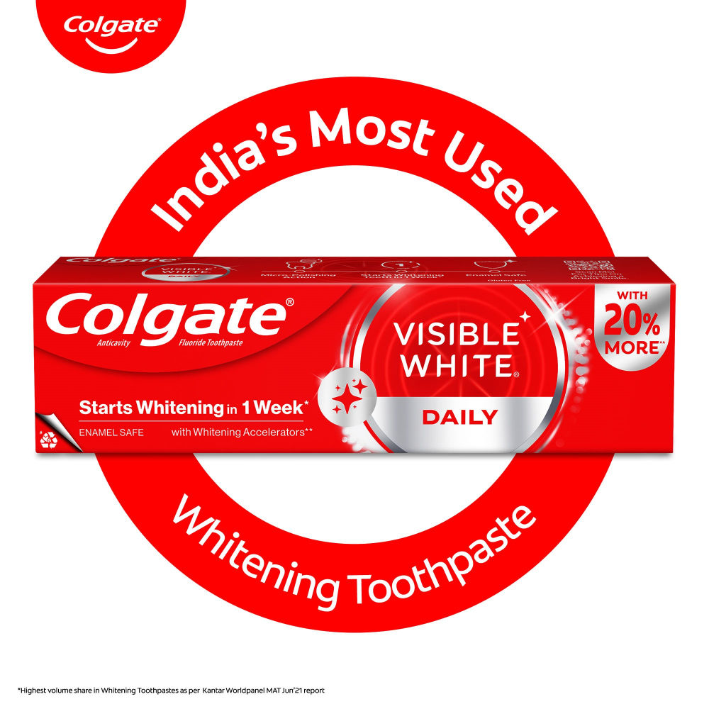 Colgate Visible White Toothpaste Teeth Whitening Starts in 1 week Safe on Enamel, Stain Removal