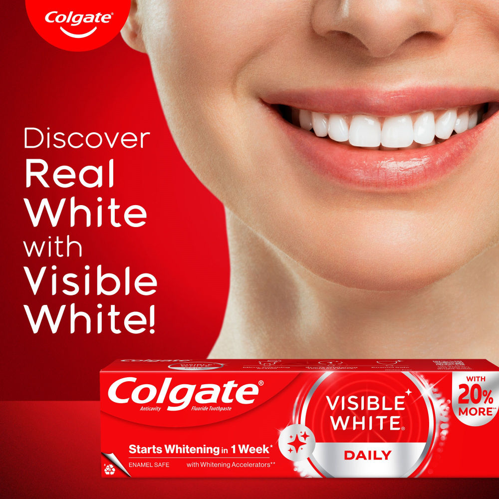 Colgate Visible White Toothpaste Teeth Whitening Starts in 1 week Safe on Enamel, Stain Removal