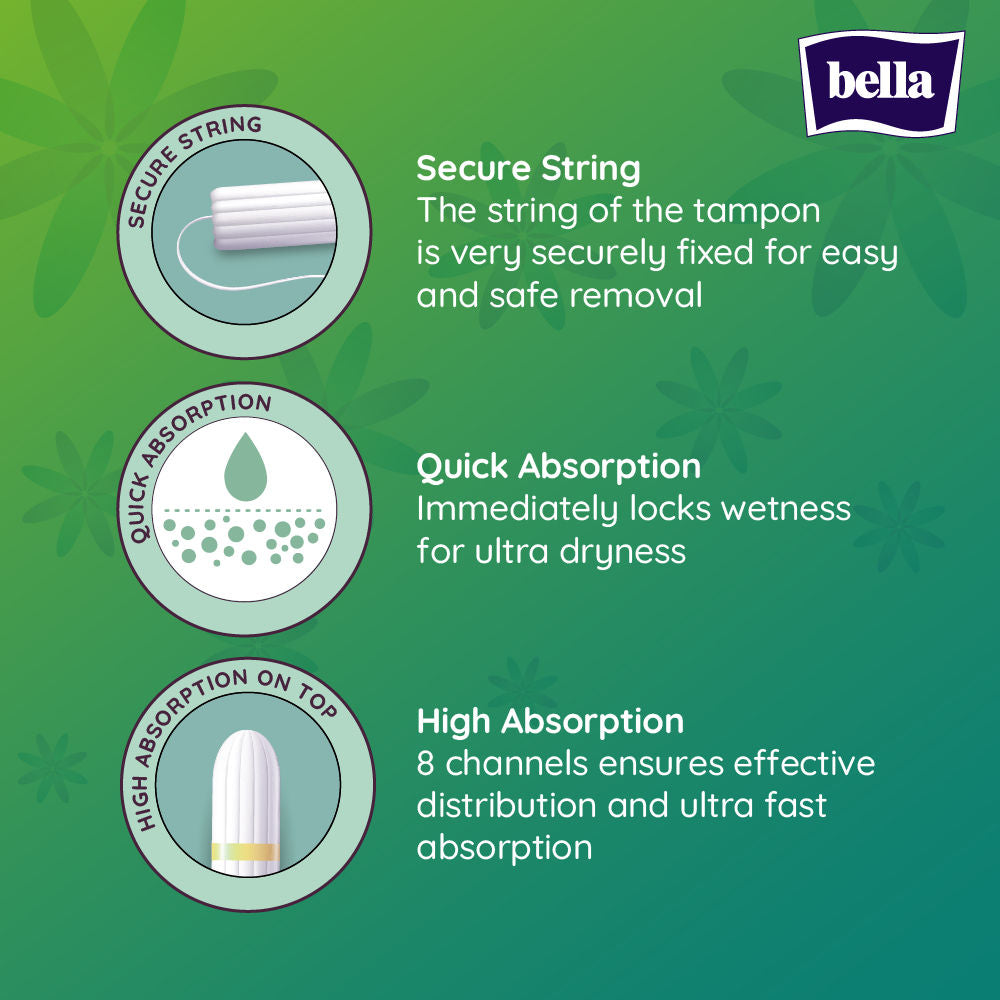 Bella Tampon Super for Women, High Absorption, Very Heavy Flow, Comfort Fit, Leakproof