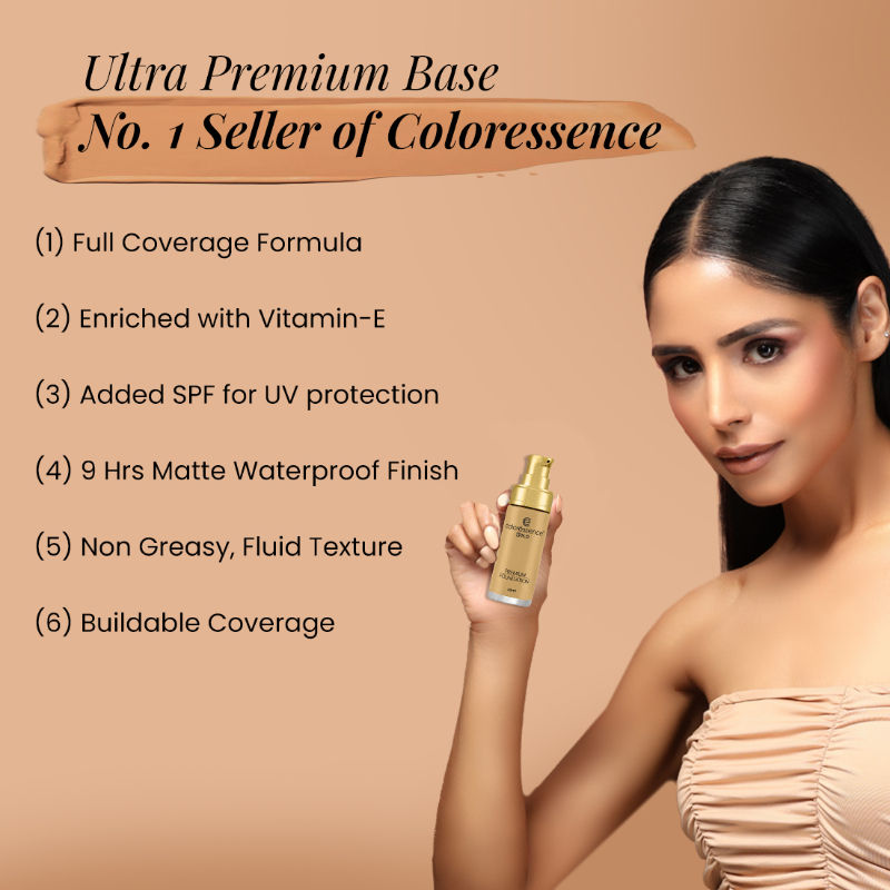 Coloressence True Tone Premium Liquid Silicone Foundation Full Coverage Matte Finish