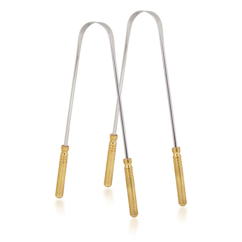 Midazzle Stainless Steel Tongue Cleaner for Men and Women with Brass Handle Adults