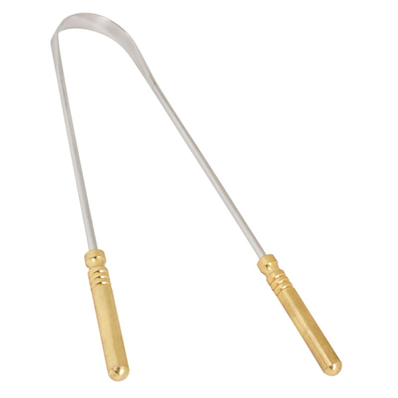 Midazzle Stainless Steel Tongue Cleaner for Men and Women with Brass Handle Adults