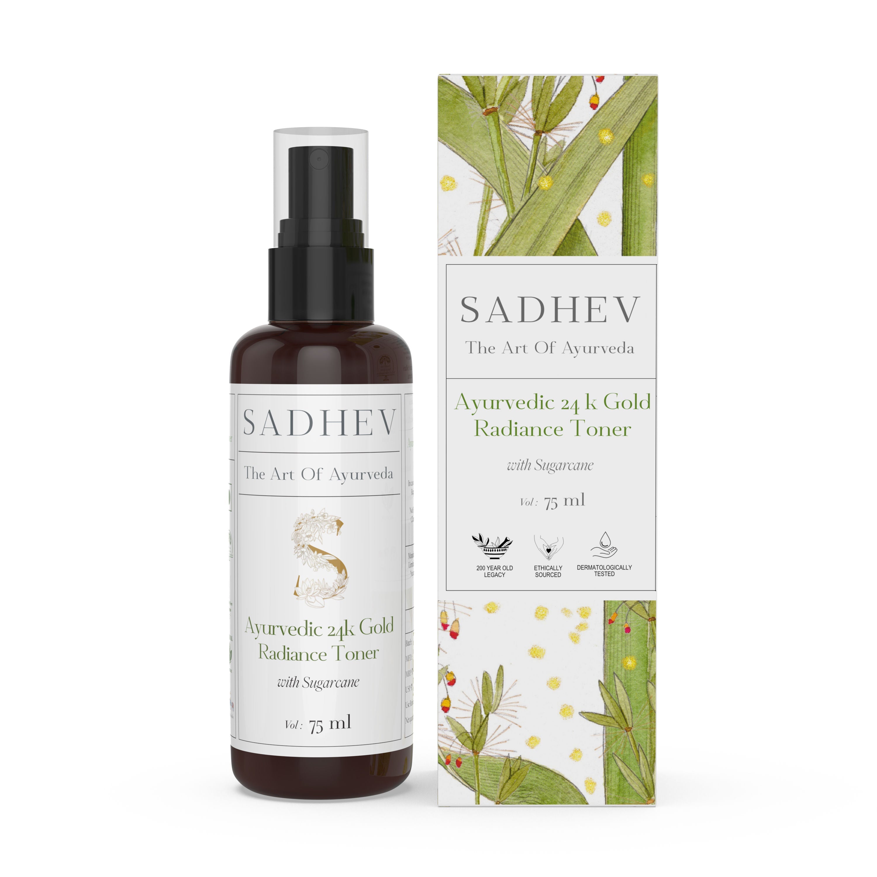 SADHEV Ayurveda Ayurvedic Radiance Toner with Swarna Bhasma & Sugarcane