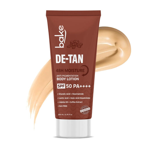 Bake De-Tan Coffee Body Lotion With SPF 50 PA++++, Kojic Acid & 48H Moisture For Tan & Pigmentation