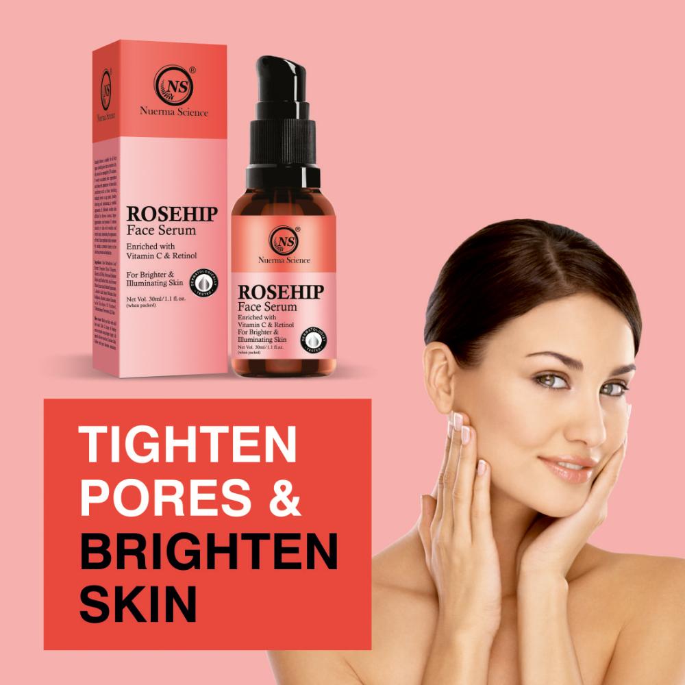 Nuerma Science 15% Rosehip Face Serum enriched Vitamin C & Retinol for Illuminating Skin