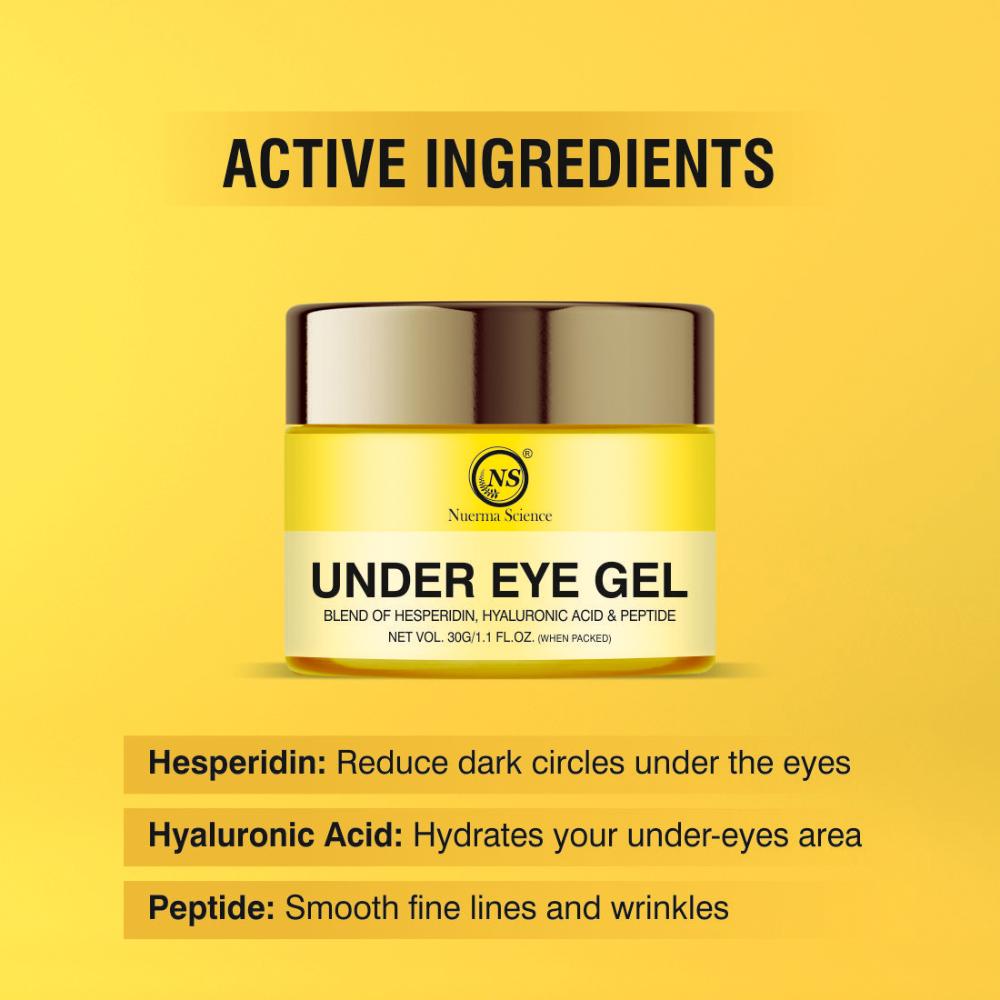 Nuerma Science Under Eye Gel enriched Hyaluronic Acid for Removing Dark Circles and Puffy Eyes