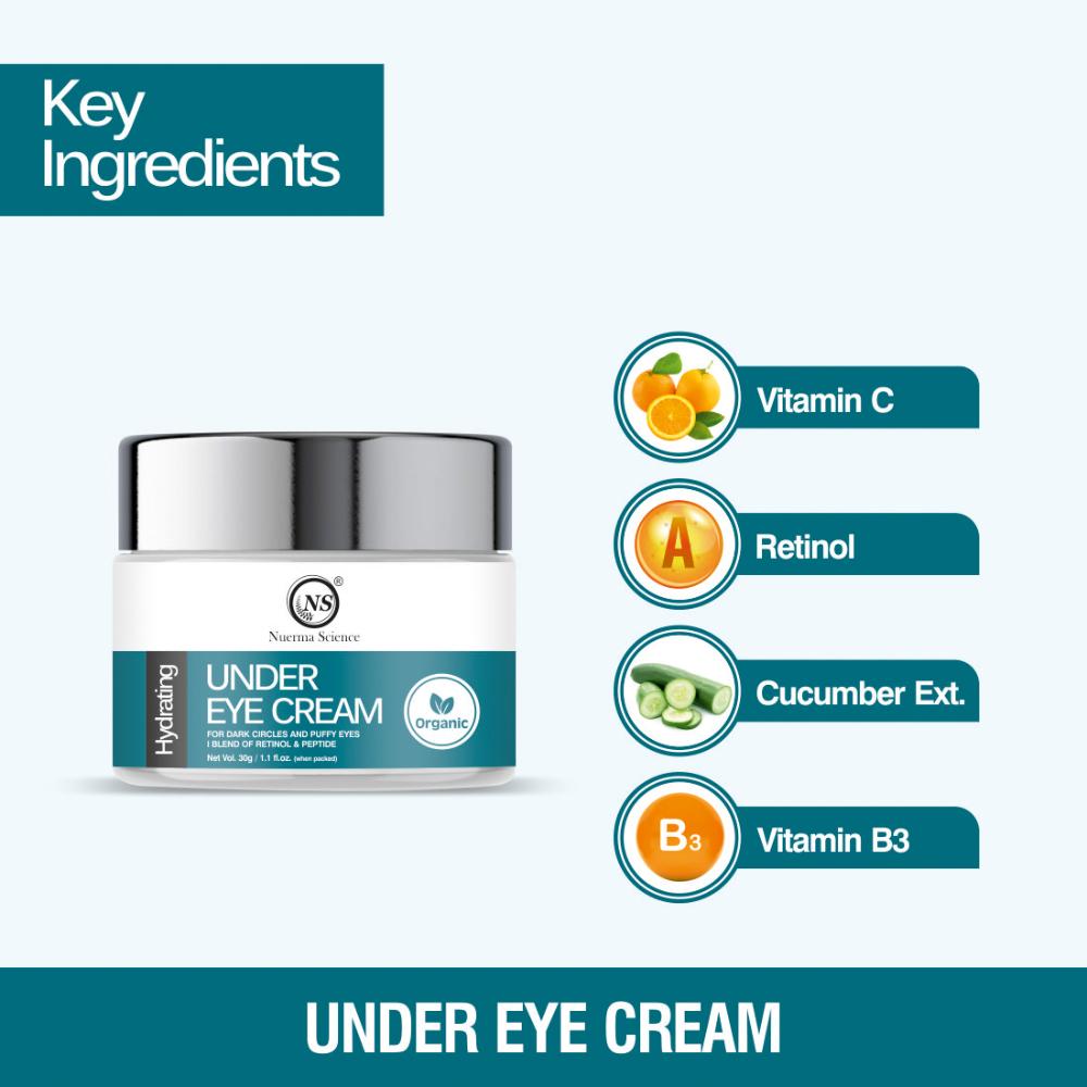 Nuerma Science Under Eye Cream with Peptide & Retinol for Clear Dark Circles & Puffy Eyes