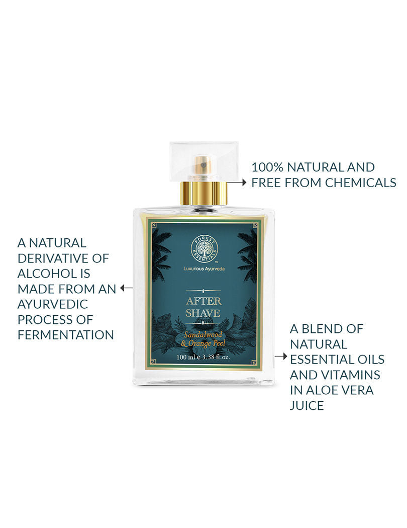 Forest Essentials Aftershave Spray with Sandalwood & Orange Peel - With Aloe Vera For Him
