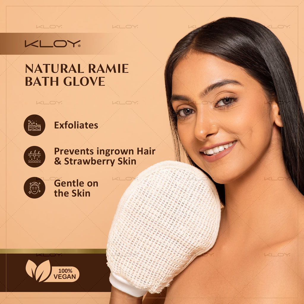 KLOY Natural Ramie Bath Glove Scrubber Exfoliator