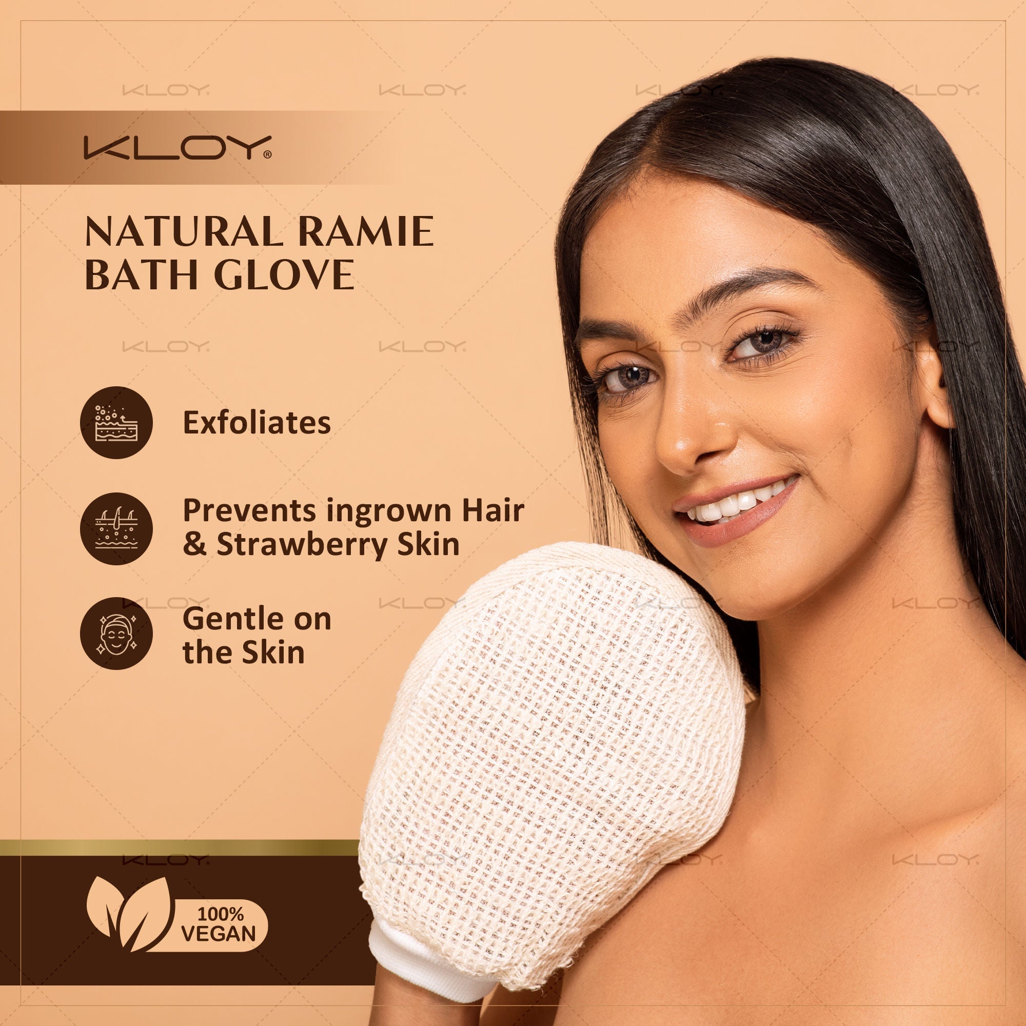 KLOY Natural Ramie Bath Glove Scrubber Exfoliator