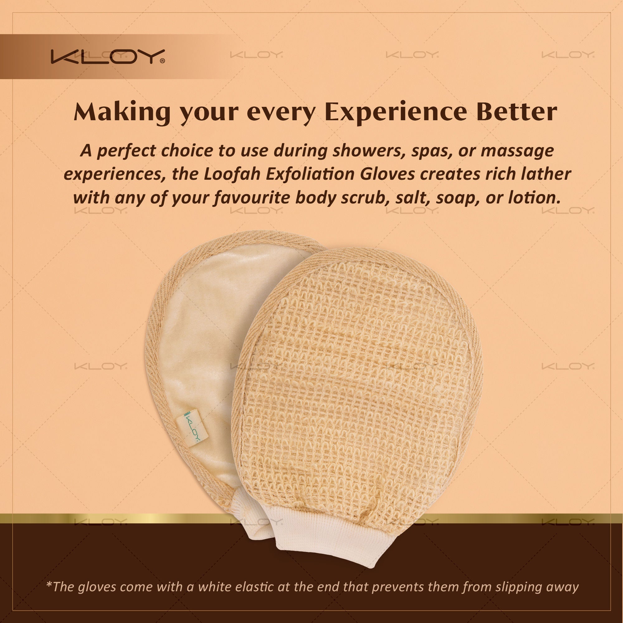 KLOY Natural Ramie Bath Glove Scrubber Exfoliator