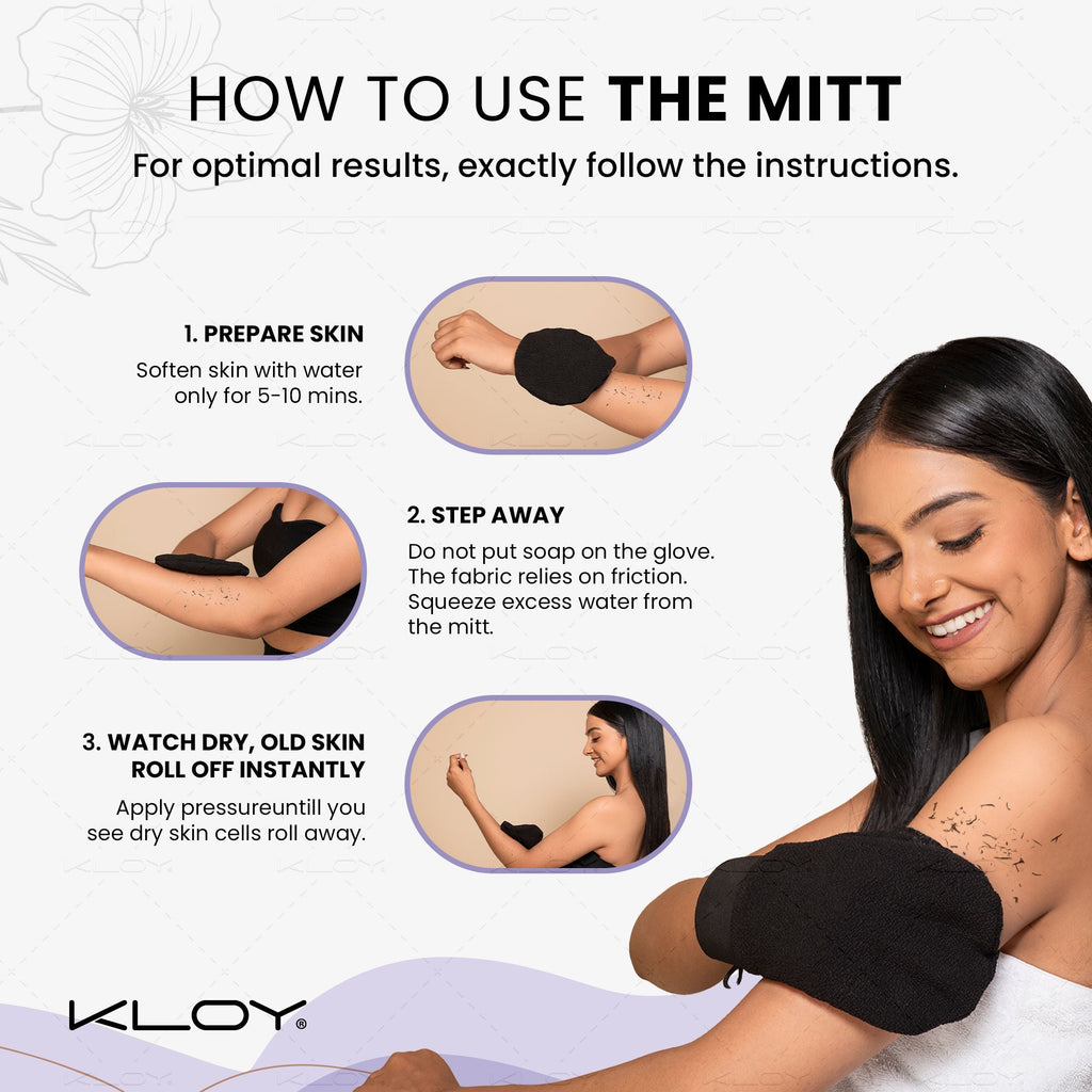 KLOY Korean Style Bath Mitt for Exfoliation & Body Cleanser
