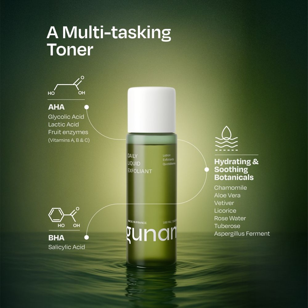 Gunam Daily Liquid Exfoliant Alcohol Free Toner With AHA BHA + Niacinamide + Lactic & Glycolic Acid