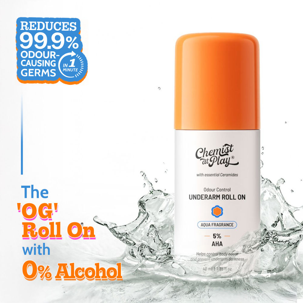 Chemist at Play 5% AHA Underarm Roll On Lactic Acid Deodrants for Men & Women Aqua Fragrance