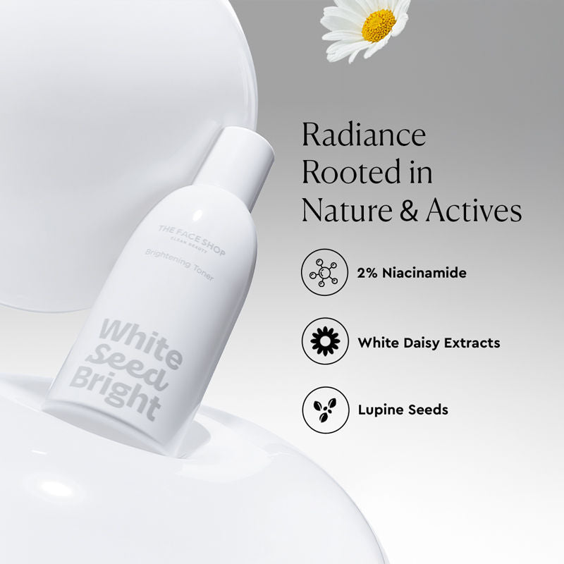 The Face Shop White Seed Brightening Toner Korean With Niacinamide For Dullness & Pores