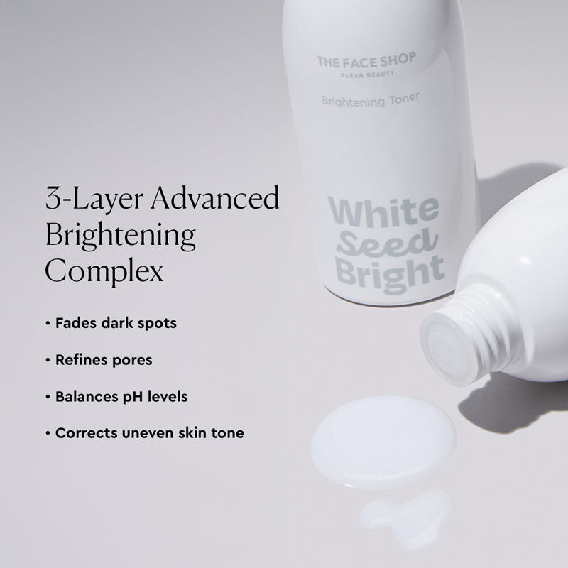 The Face Shop White Seed Brightening Toner Korean With Niacinamide For Dullness & Pores