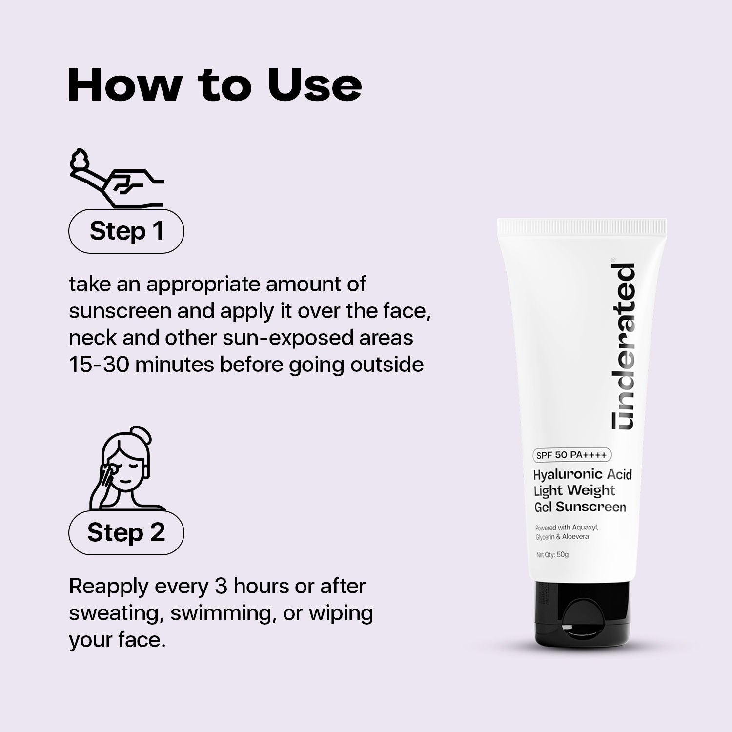 Underated Hyaluronic Acid Gel Sunscreen SPF 50 PA++++