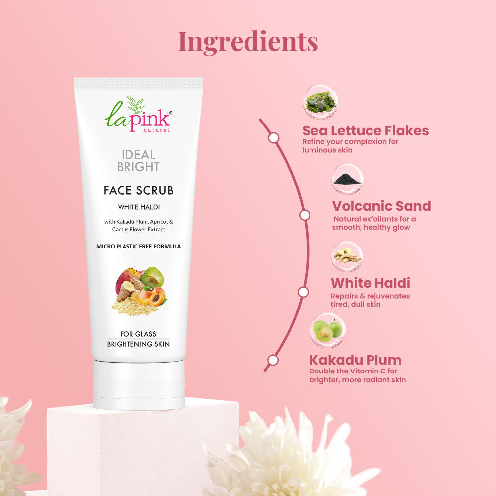 La Pink Ideal Bright Face Scrub For Flawless & Glowing Skin, Gentle Exfoliation, All Skin Types