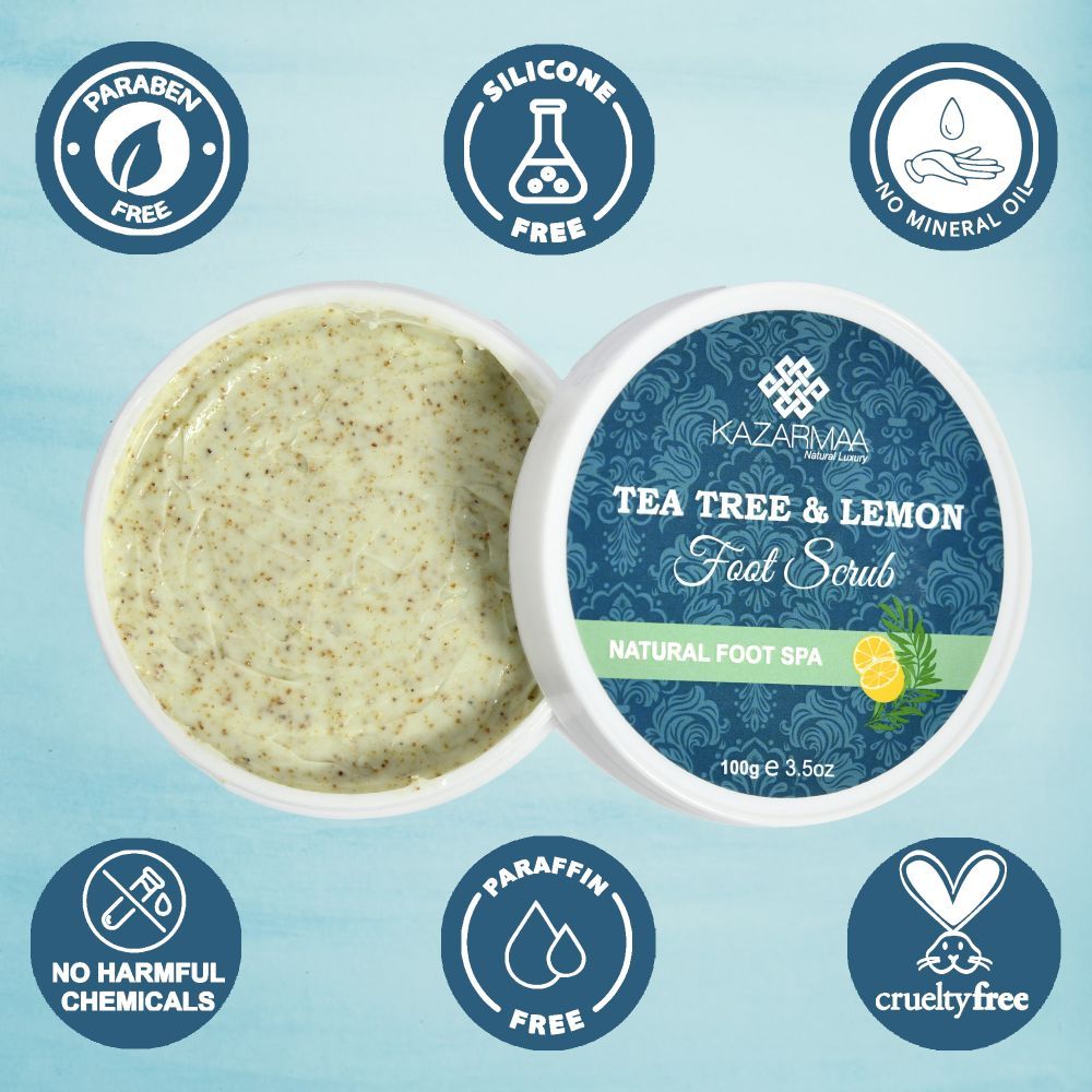Kazarmaa Tea Tree And Lemon Anti Bacterial Foot Scrub With Jojoba Oil - For Feet Nourishment