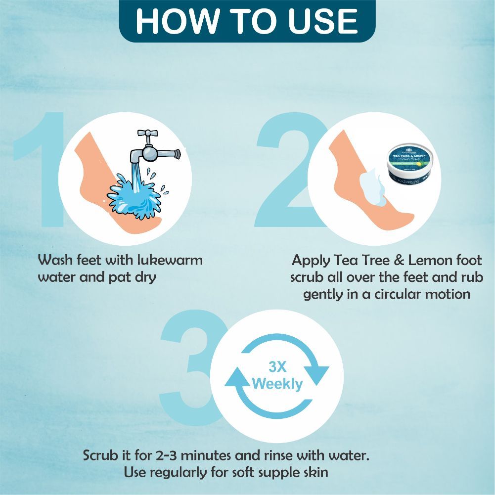 Kazarmaa Tea Tree And Lemon Anti Bacterial Foot Scrub With Jojoba Oil - For Feet Nourishment