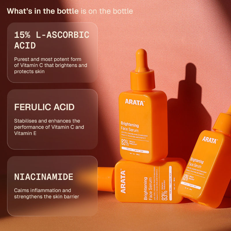 Arata Vitamin C Face Serum|Brightens, Targets Pigmentation & Supports Collagen