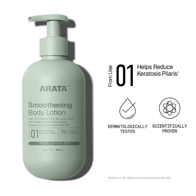 Arata 6.5% AHA BHA Body Lotion, Exfoliates & Hydrates, Reduces Bumps & Strawberry Skin