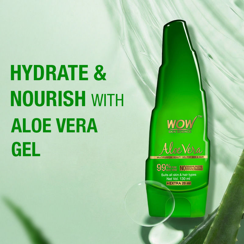WOW Skin Science 99% Pure Aloe Vera Gel for Face, Skin and Hair for Both Men and Women