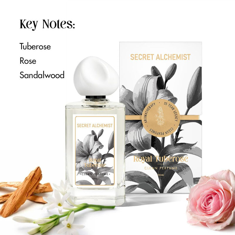 Secret Alchemist Royal Tuberose Clean Perfume for Women with Rose & Sandalwood, Everyday