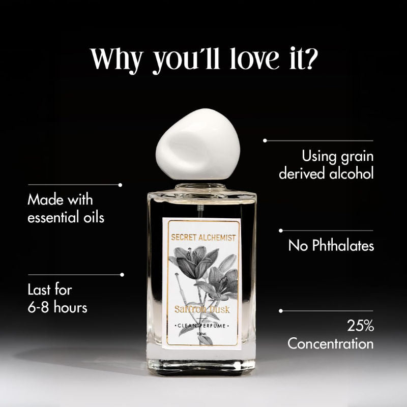Secret Alchemist Saffron Dusk Clean Perfume Floral, Woody, for Women, Night and Everyday