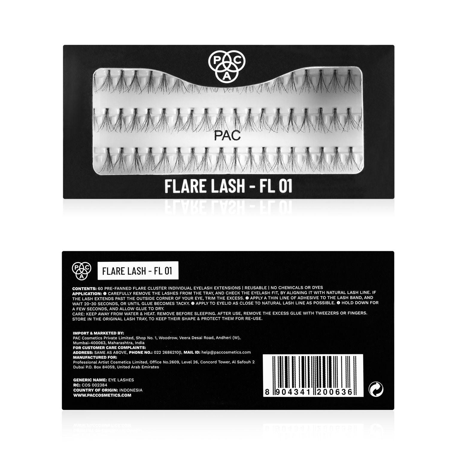 PAC Flare Lash FL1 - Natural Cluster Lashes with Short, Long & Thick Strands for Versatile Looks