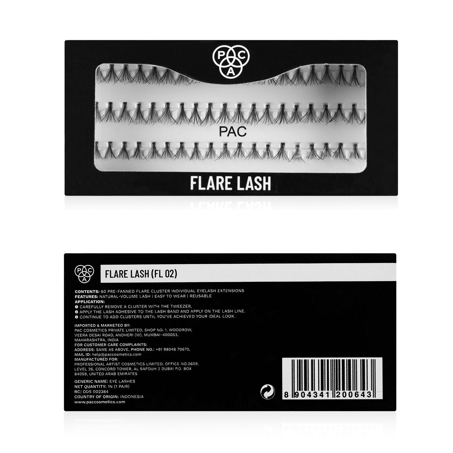 PAC Flare Lash FL2 - Natural Cluster Lashes with Short, Long & Thick Strands for Versatile Looks