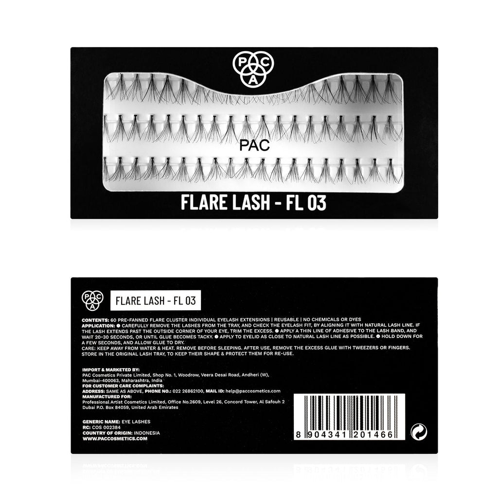 PAC Flare Lash FL3 - Natural Cluster Lashes with Short, Long & Thick Strands for Versatile Looks