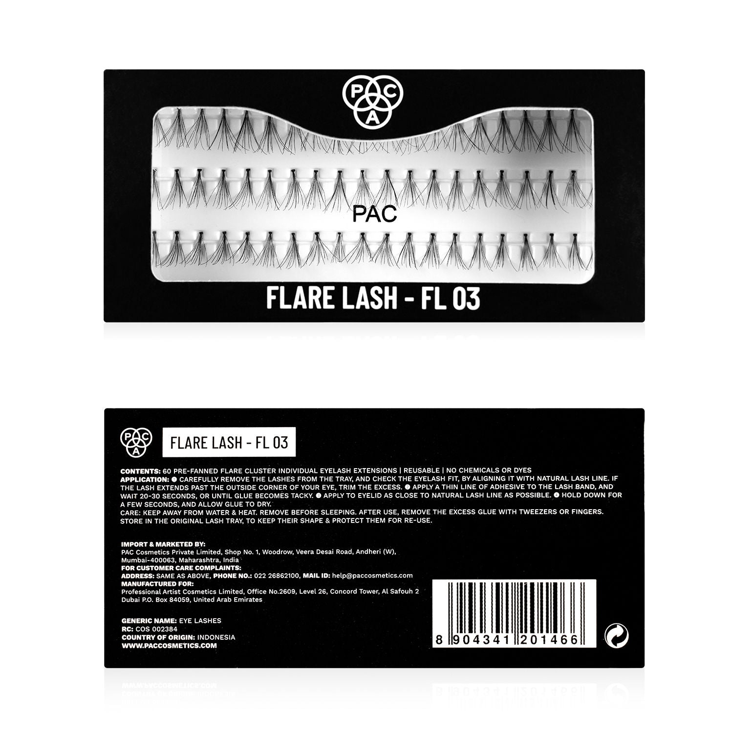 PAC Flare Lash FL3 - Natural Cluster Lashes with Short, Long & Thick Strands for Versatile Looks
