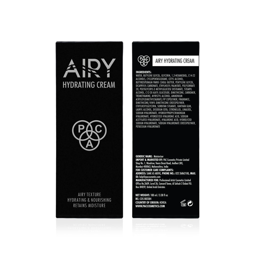 PAC Airy Hydrating Cream - Ultra Lightweight, Non-Greasy Formula, Absorbs Fast & Deeply Hydrates