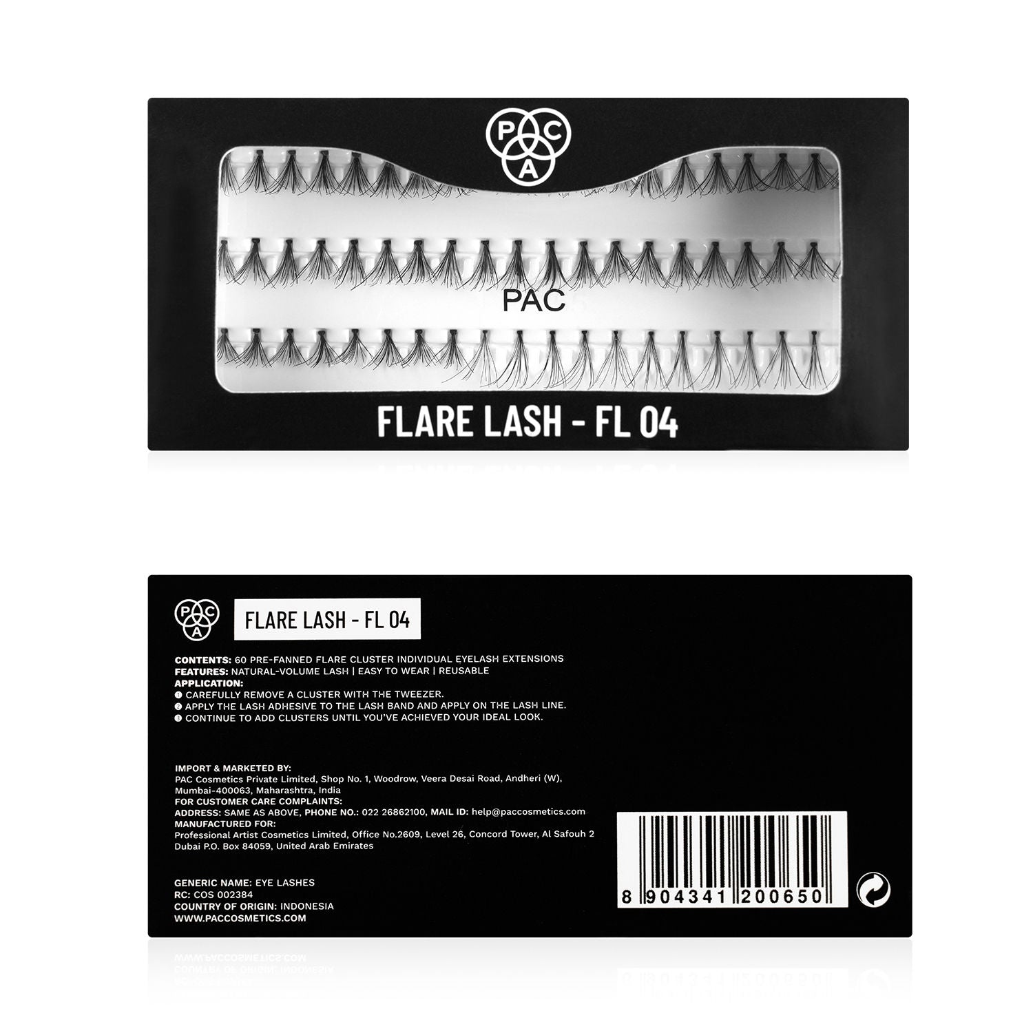 PAC Flare Lash FL4 - Natural Cluster Lashes with Short, Long & Thick Strands for Versatile Looks