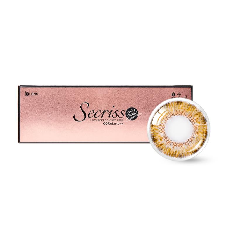 O-Lens Secriss 1Day Coloured Contact Lenses- Coral Brown - 0.00 (5 Pairs)