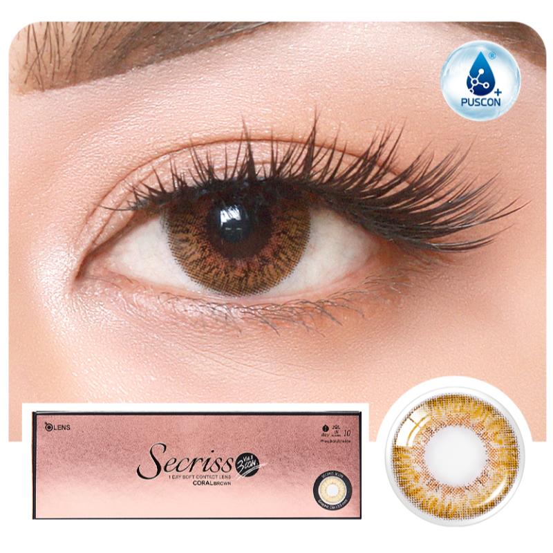 O-Lens Secriss 1Day Coloured Contact Lenses- Coral Brown - 0.00 (5 Pairs)