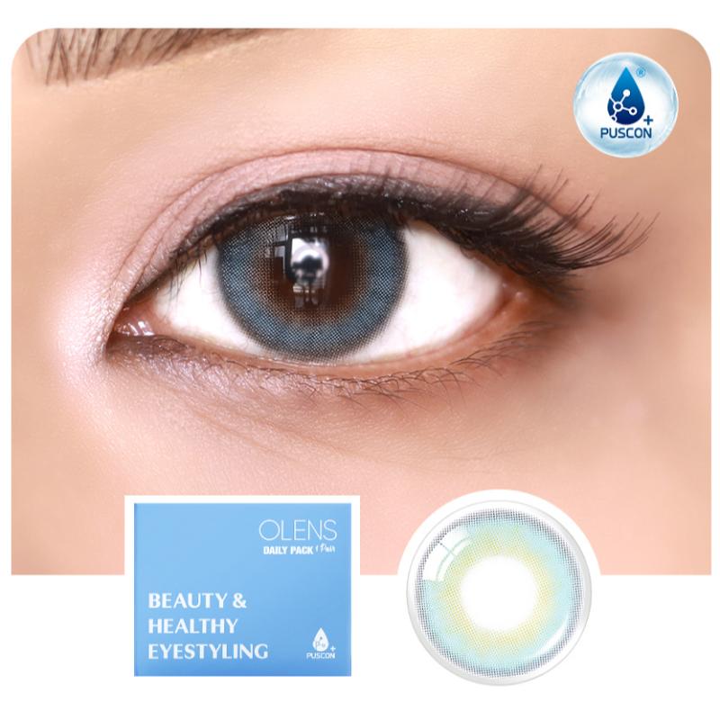 O-Lens Daily Pair Color Contact Lens Pack 1 - French Shine Aqua (0.00 Plano)