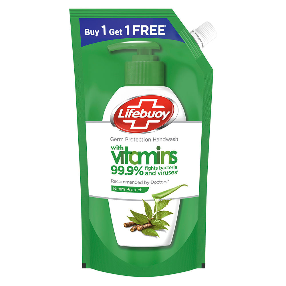 Lifebuoy Germ Protection Handwash With Vitamins 99.9% Fights Bacteria - Neem Protect