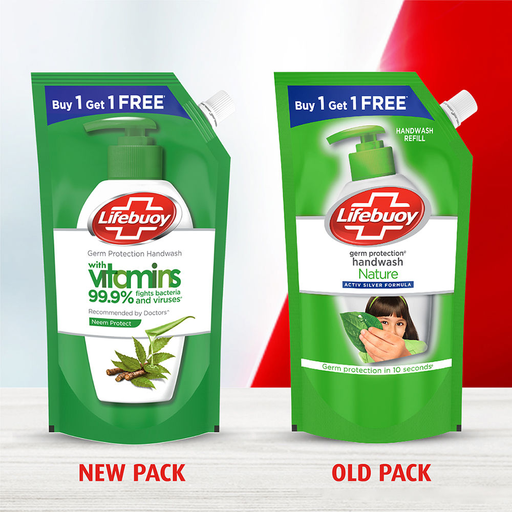 Lifebuoy Germ Protection Handwash With Vitamins 99.9% Fights Bacteria - Neem Protect