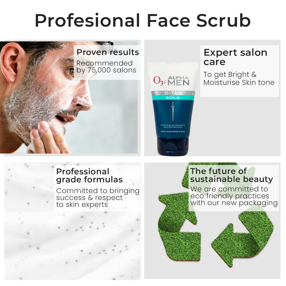 O3+ Alpha Men Dtan Scrub For Blackheads & De Tan