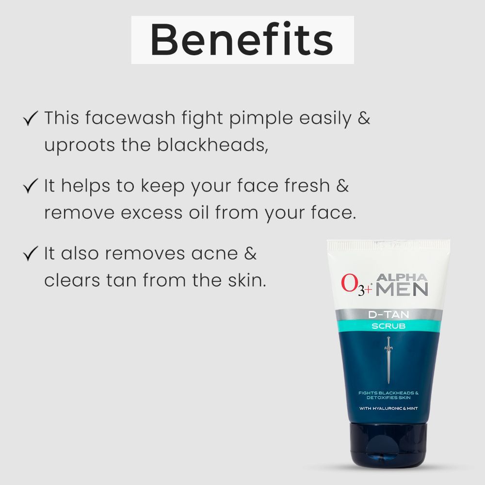 O3+ Alpha Men Dtan Scrub For Blackheads & De Tan