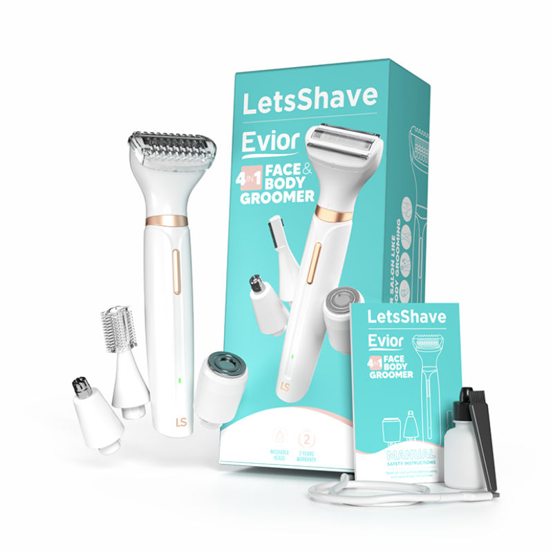 LetsShave Evior 4-In-1 Face & Body Trimmer For Women, Facial Hair Remover, Eyebrow & Body Groomer