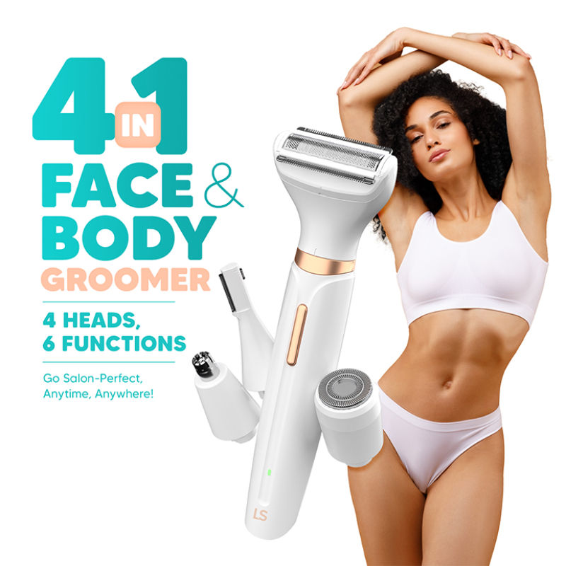 LetsShave Evior 4-In-1 Face & Body Trimmer For Women, Facial Hair Remover, Eyebrow & Body Groomer