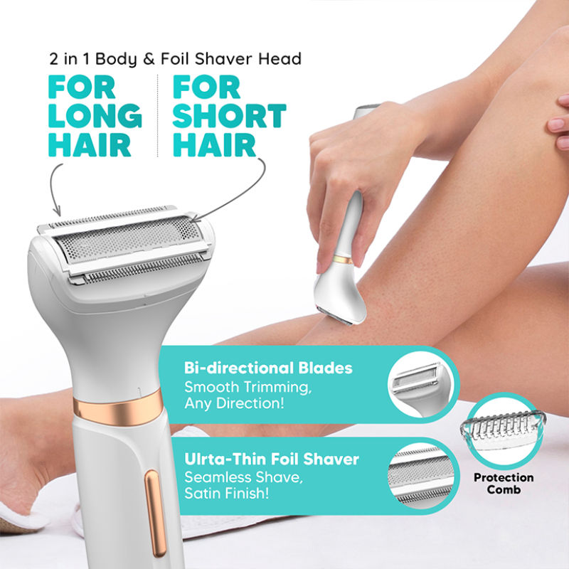 LetsShave Evior 4-In-1 Face & Body Trimmer For Women, Facial Hair Remover, Eyebrow & Body Groomer