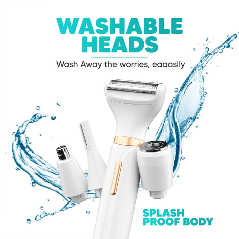 LetsShave Evior 4-In-1 Face & Body Trimmer For Women, Facial Hair Remover, Eyebrow & Body Groomer