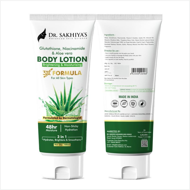 Dr. Sakhiya Body Lotion With Glutathione, Niacinamide & Aloe Vera