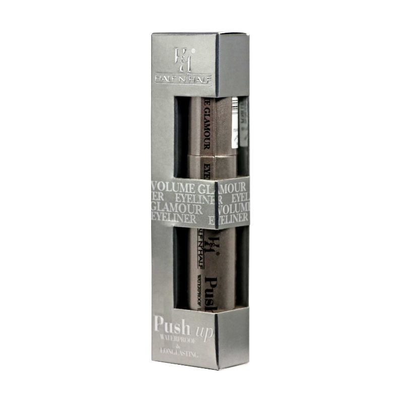 Half N Half Volume Glamour Eyeliner Push Up Waterproof & Long Lasting - Black