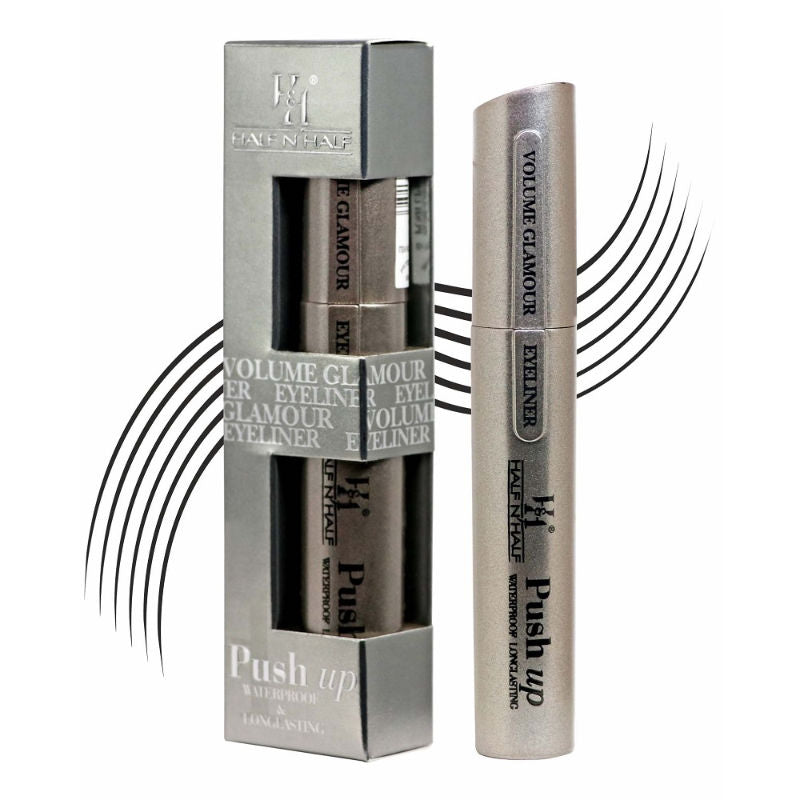 Half N Half Volume Glamour Eyeliner Push Up Waterproof & Long Lasting - Black