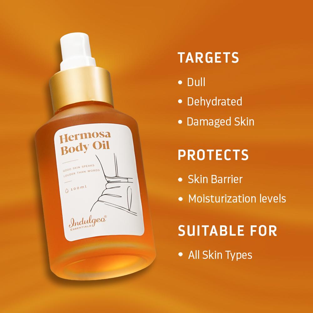 Indulgeo Essentials Hermosa Body Oil For Women, Helps in Reducing Dryness & Dullness
